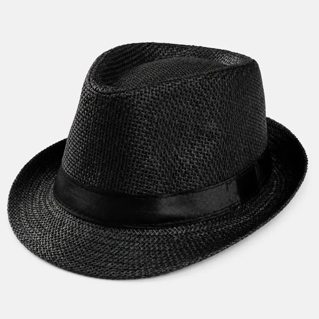 La boîte à chapeaux Chapeau de Paille Homme Plage - Trilby avec Ruban Noir
