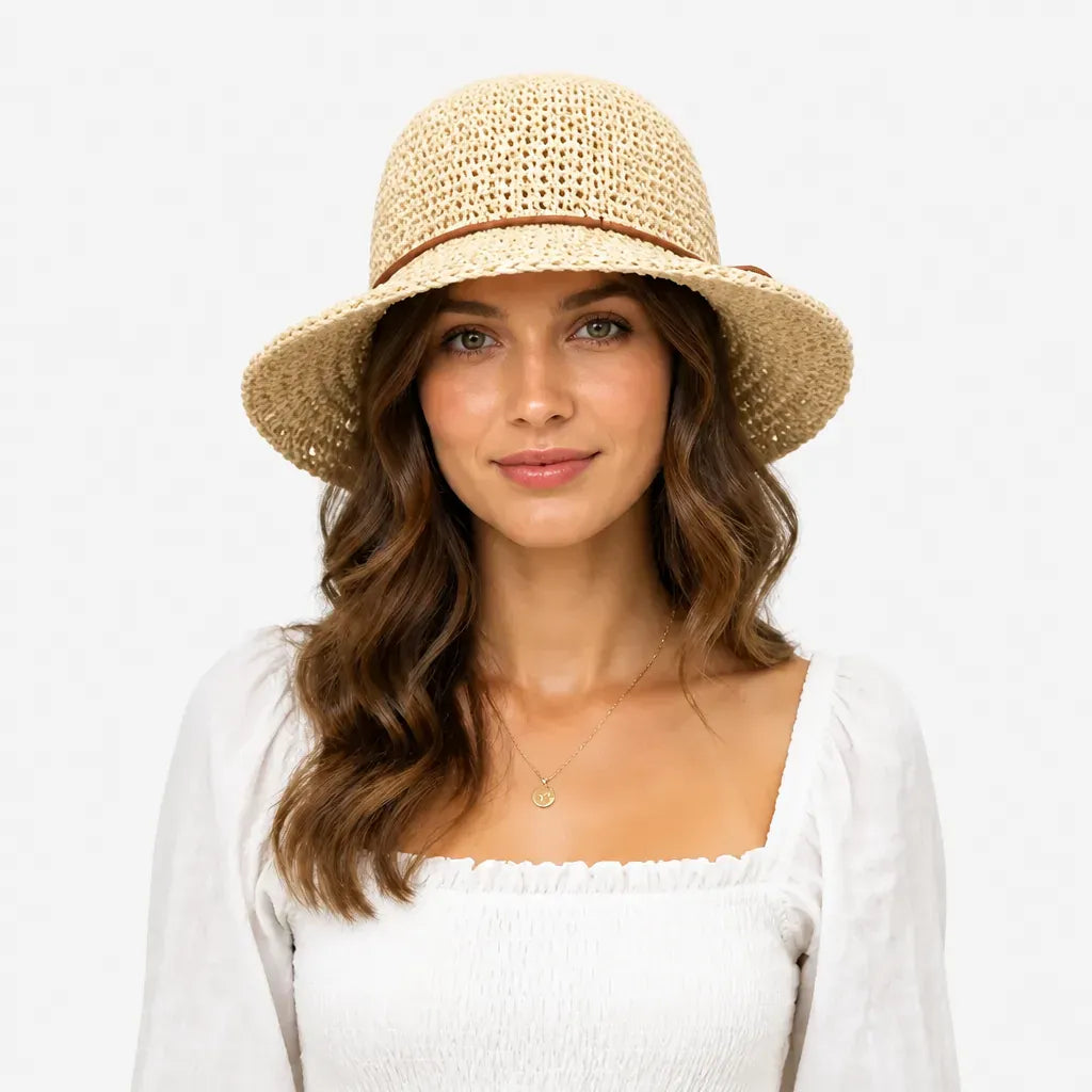 La boîte à chapeaux Chapeau de Plage Femme - Paille Tissee Large Bord Anti-UV