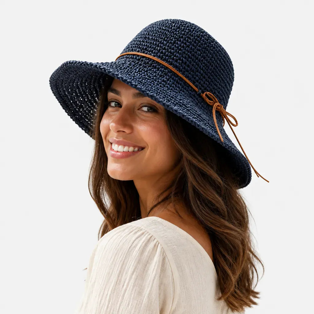 La boîte à chapeaux Chapeau de Plage Femme - Paille Tissee Large Bord Anti-UV