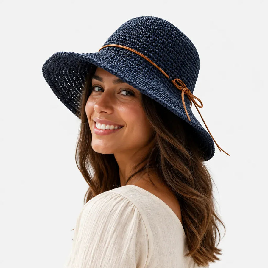 La boîte à chapeaux Chapeau de Plage Femme - Paille Tissee Large Bord Anti-UV