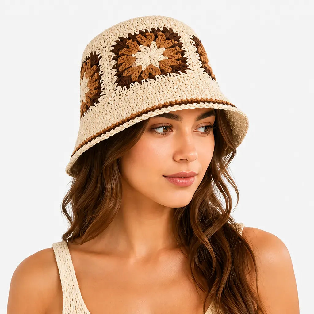 La boîte à chapeaux Chapeau de Plage Femme Pliable - Crochet Ajoure Anti-UV