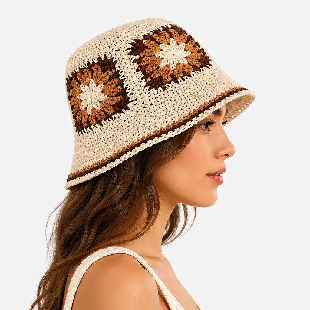 La boîte à chapeaux Chapeau de Plage Femme Pliable - Crochet Ajoure Anti-UV