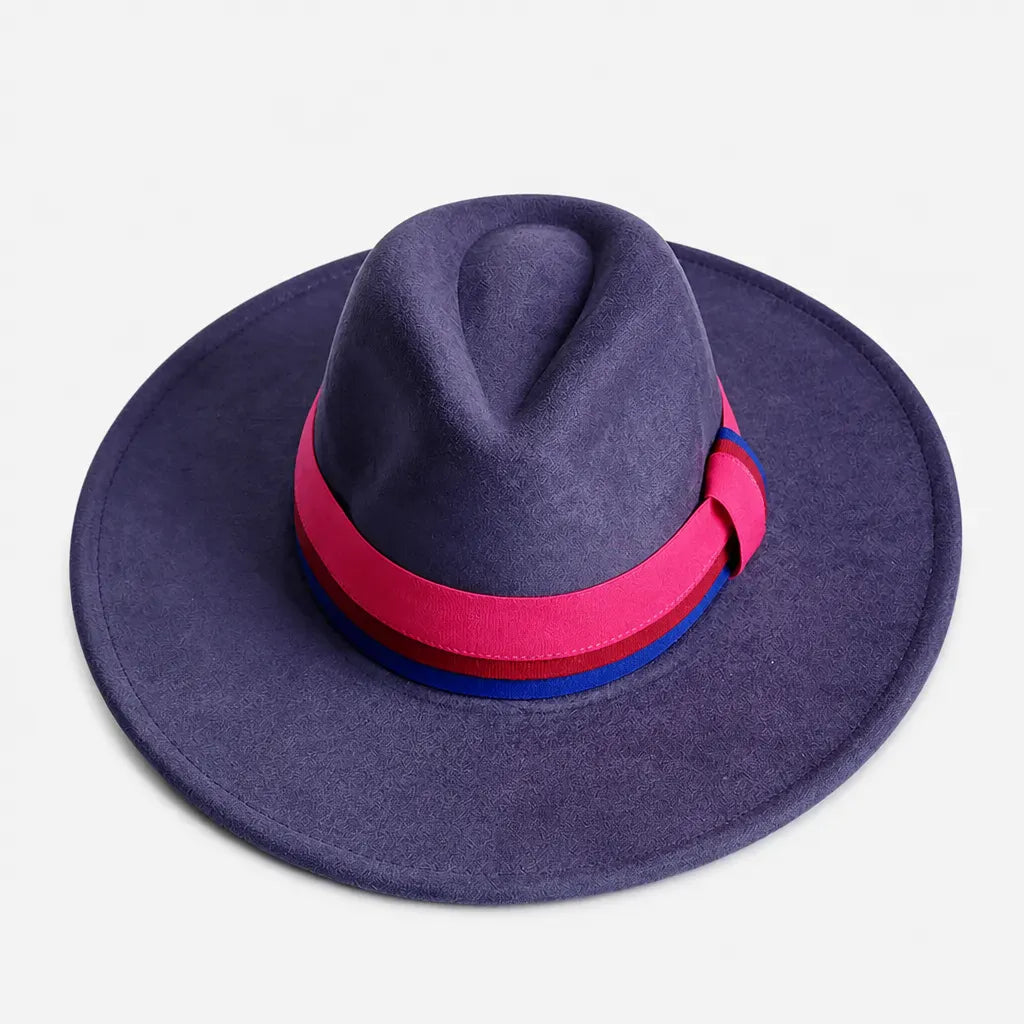 La boîte à chapeaux Chapeau en Feutre Femme - Gris Fonce Large Bord Classique