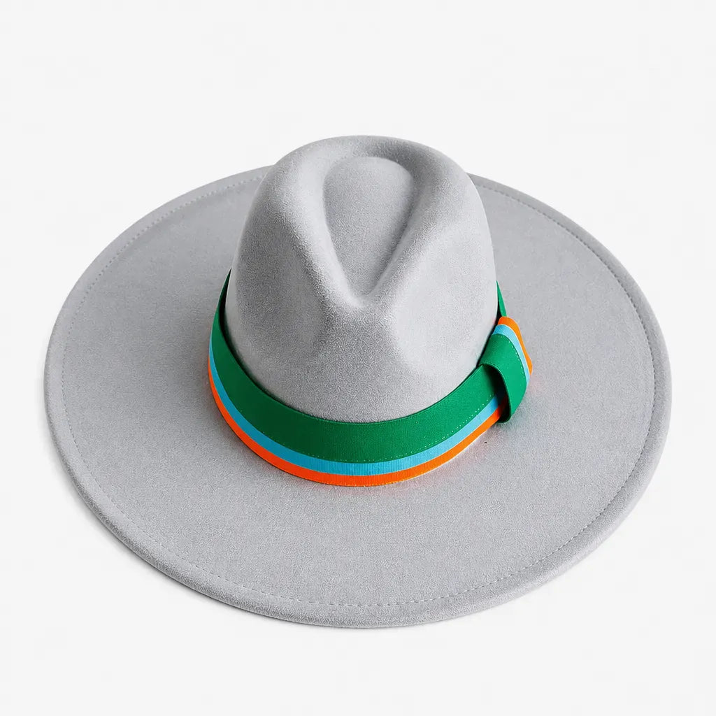 La boîte à chapeaux Chapeau en Feutre Femme - Gris Fonce Large Bord Classique