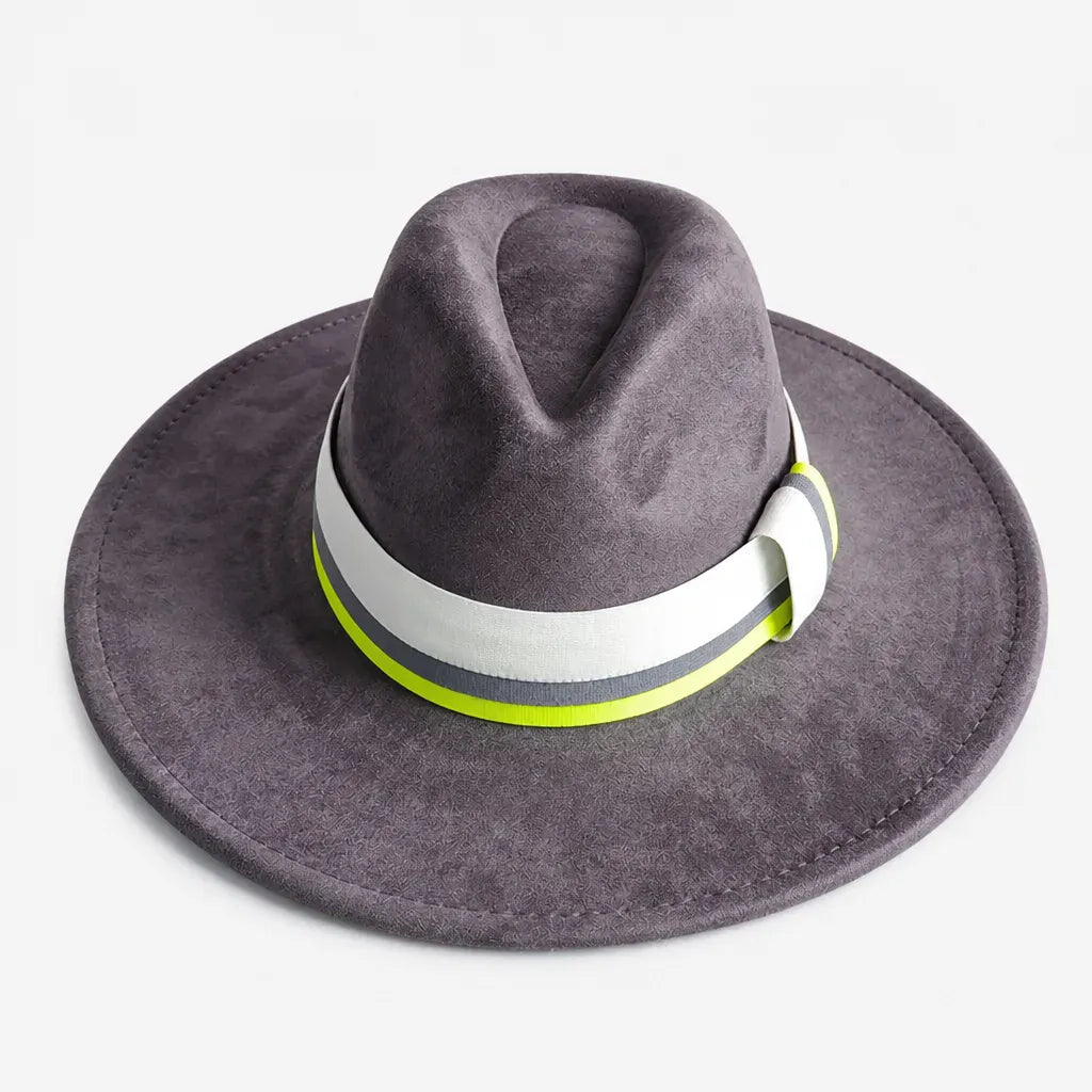 La boîte à chapeaux Chapeau en Feutre Femme - Gris Fonce Large Bord Classique