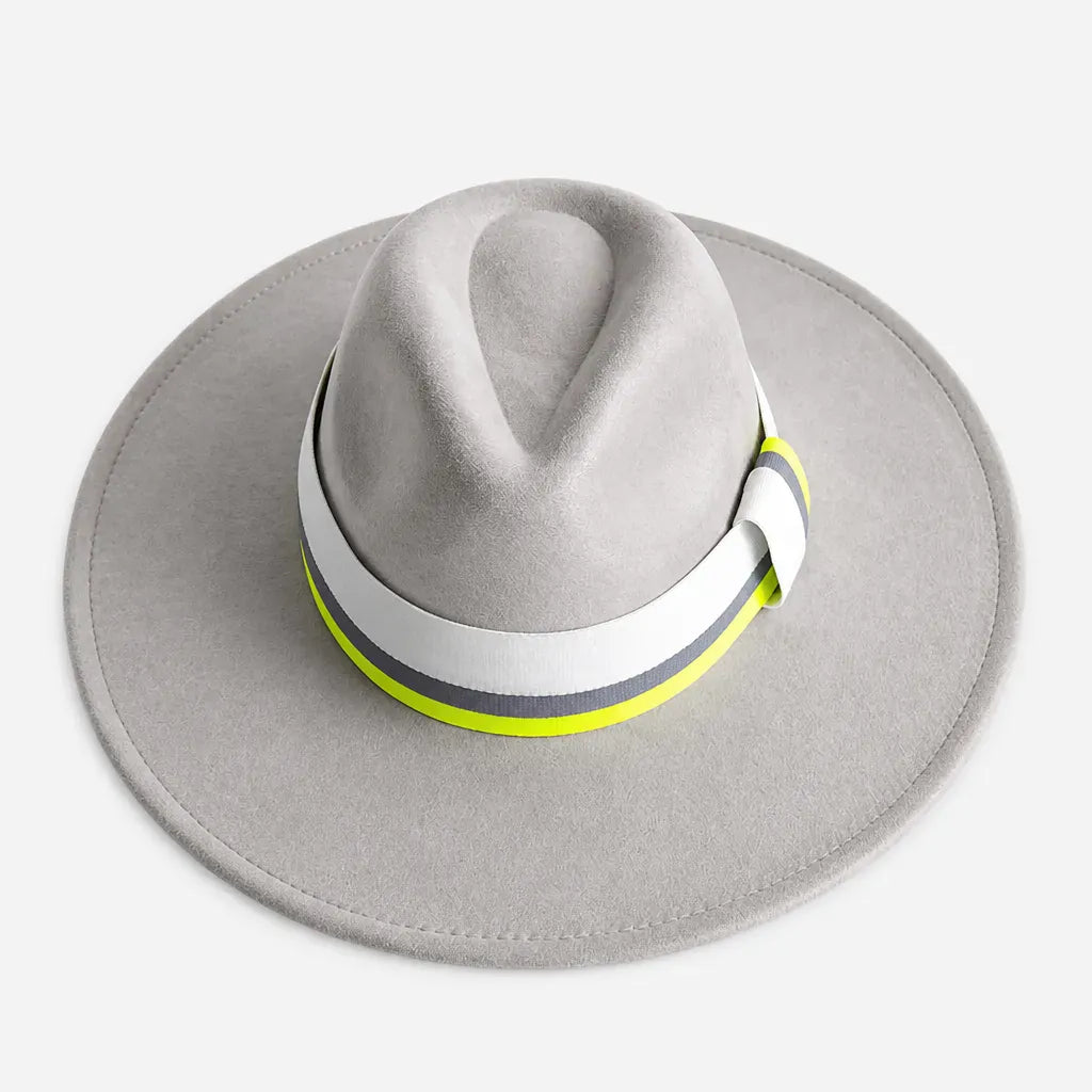 La boîte à chapeaux Chapeau en Feutre Femme - Gris Fonce Large Bord Classique