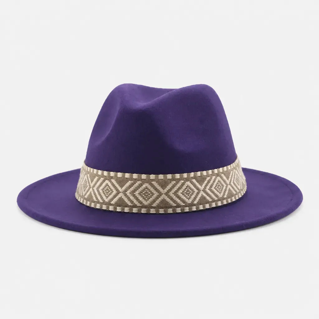 La boîte à chapeaux Chapeau en Feutre Homme - Grand Bord avec Ruban Ethnique