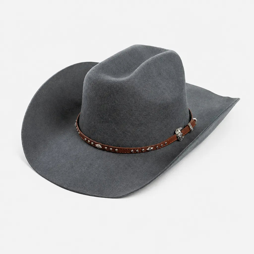 La boîte à chapeaux Chapeau en Laine Femme - Western Feutre a Ceinture Cloutee