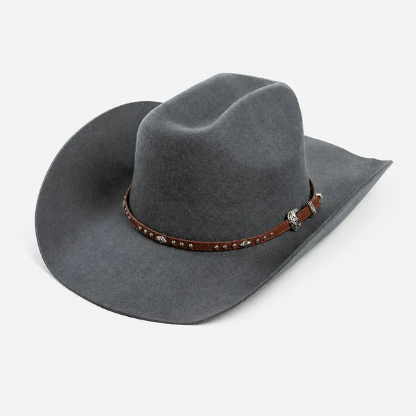 Chapeau en Laine Femme - Western Feutre a Ceinture Cloutee