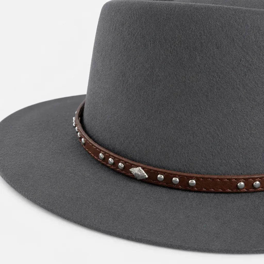 La boîte à chapeaux Chapeau en Laine Femme - Western Feutre a Ceinture Cloutee