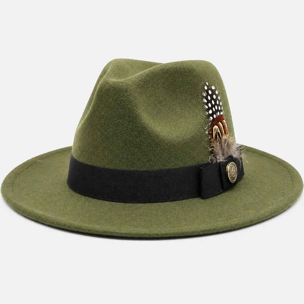 La boîte à chapeaux Chapeau Fedora Blanc - Style Jazz Britannique avec Plume