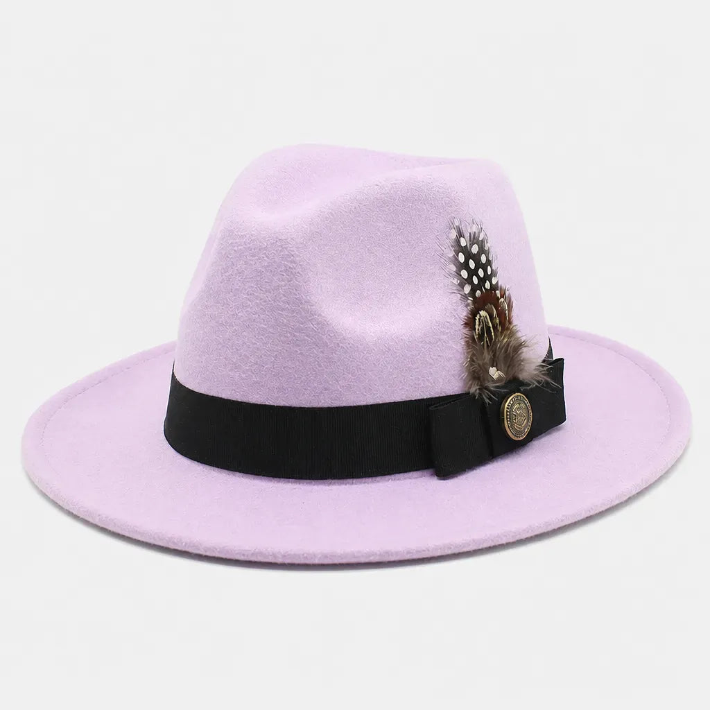 La boîte à chapeaux Chapeau Fedora Blanc - Style Jazz Britannique avec Plume