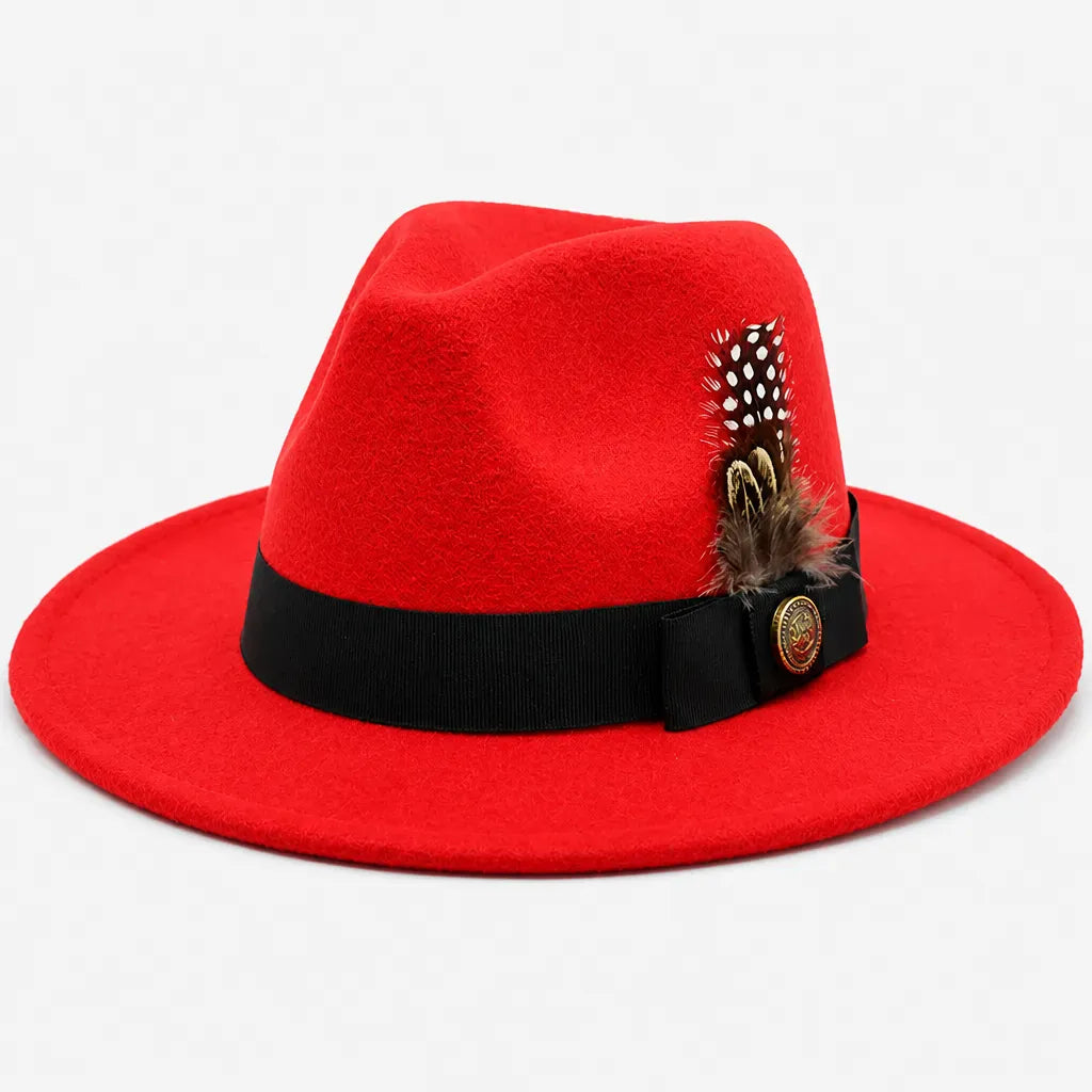 La boîte à chapeaux Chapeau Fedora Blanc - Style Jazz Britannique avec Plume