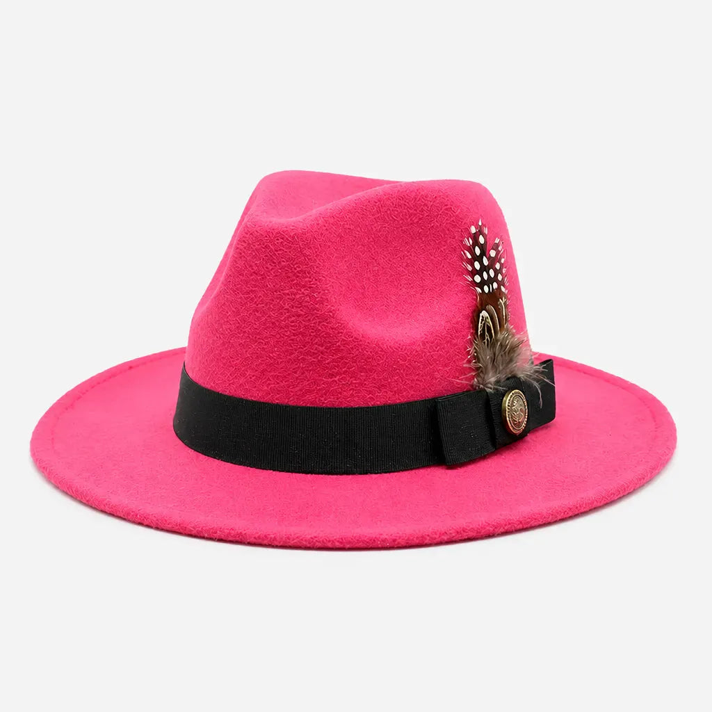 La boîte à chapeaux Chapeau Fedora Blanc - Style Jazz Britannique avec Plume