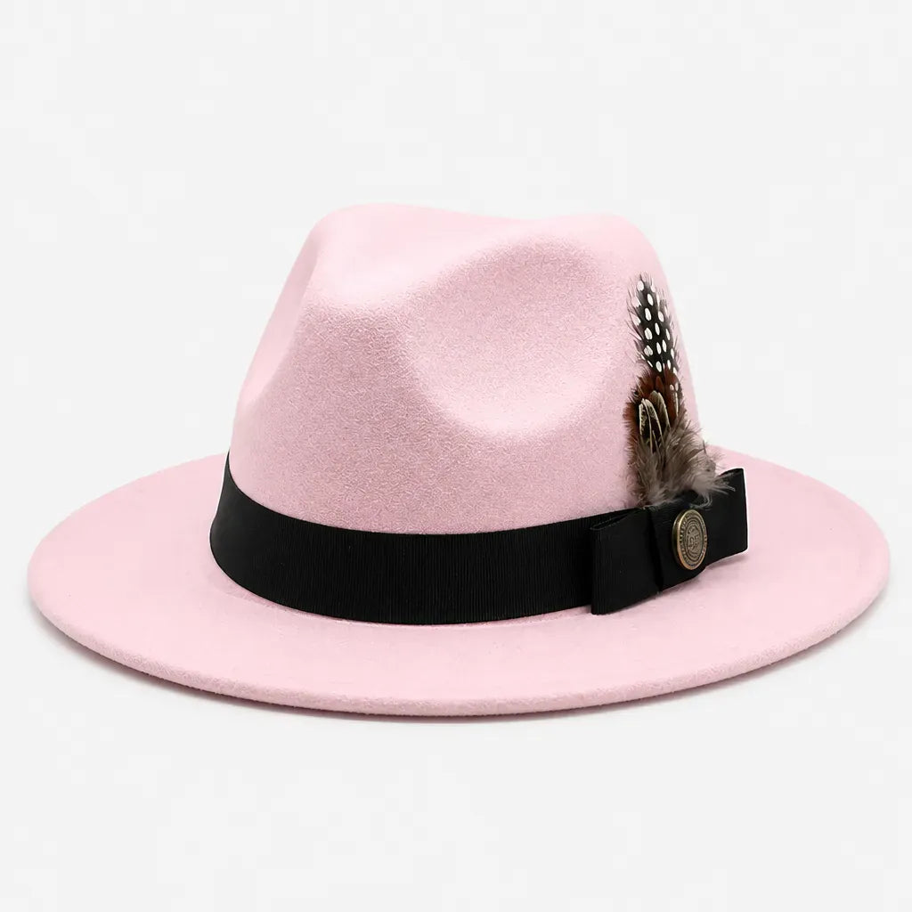 La boîte à chapeaux Chapeau Fedora Blanc - Style Jazz Britannique avec Plume