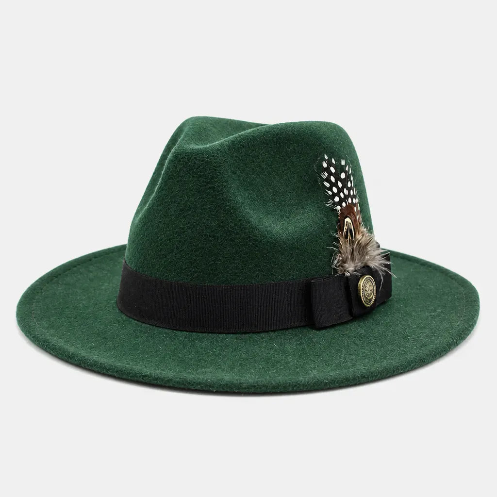 La boîte à chapeaux Chapeau Fedora Blanc - Style Jazz Britannique avec Plume