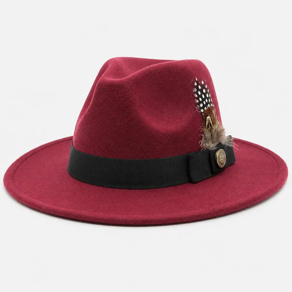 La boîte à chapeaux Chapeau Fedora Blanc - Style Jazz Britannique avec Plume