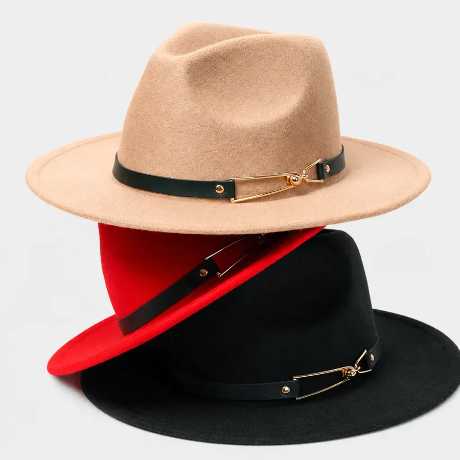 La boîte à chapeaux Chapeau Fedora Homme - en Feutre avec Ceinture Cuir, Style Eglise