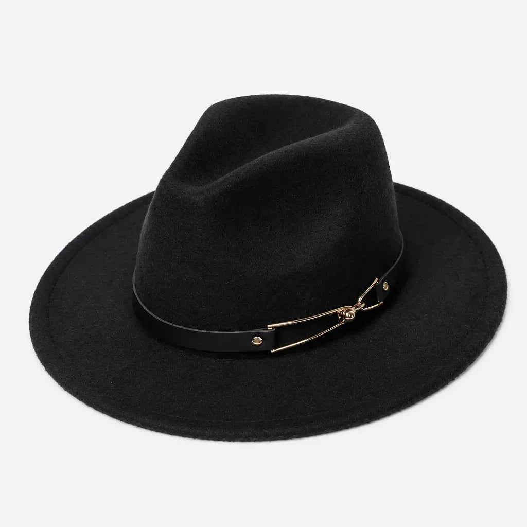 La boîte à chapeaux Chapeau Fedora Homme - en Feutre avec Ceinture Cuir, Style Eglise