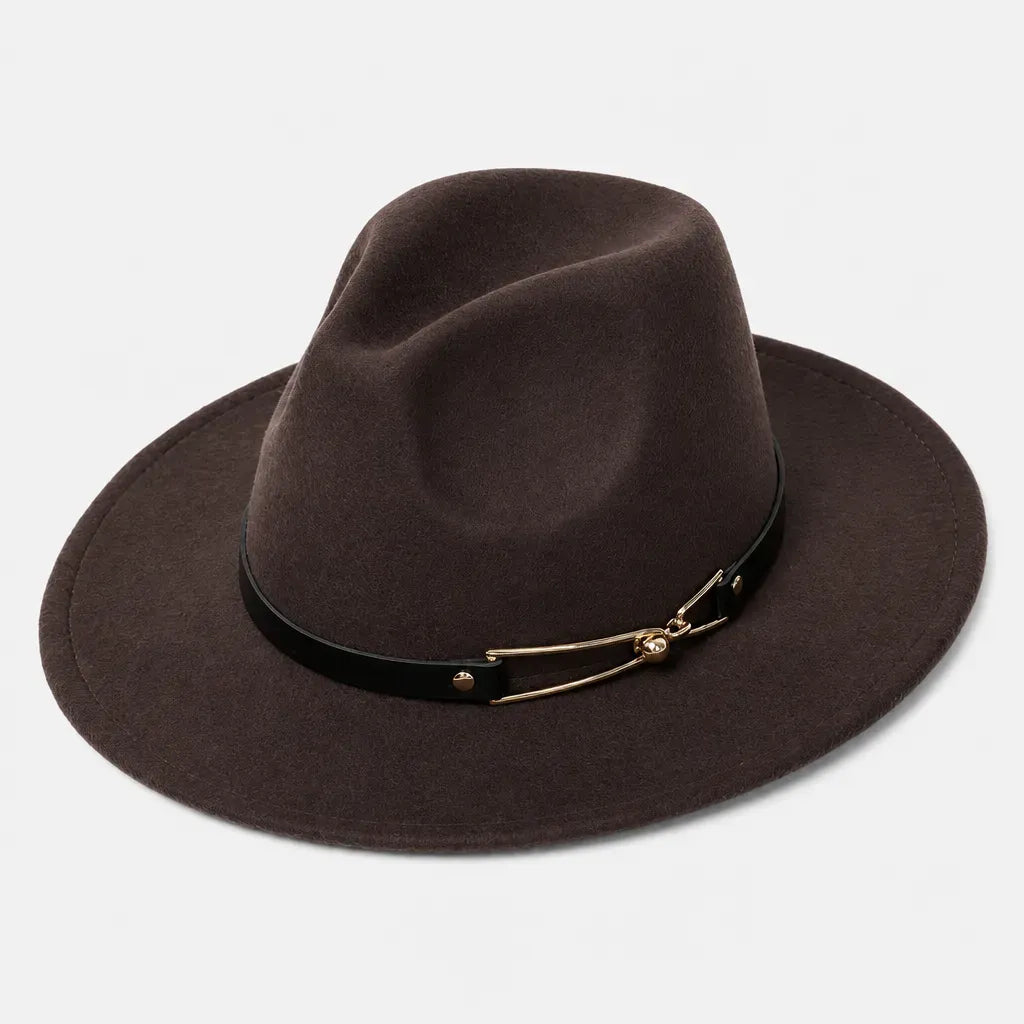 La boîte à chapeaux Chapeau Fedora Homme - en Feutre avec Ceinture Cuir, Style Eglise