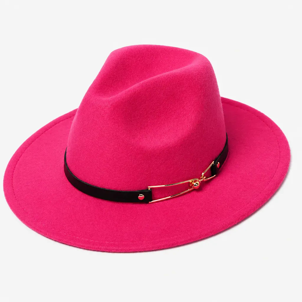 La boîte à chapeaux Chapeau Fedora Homme - en Feutre avec Ceinture Cuir, Style Eglise