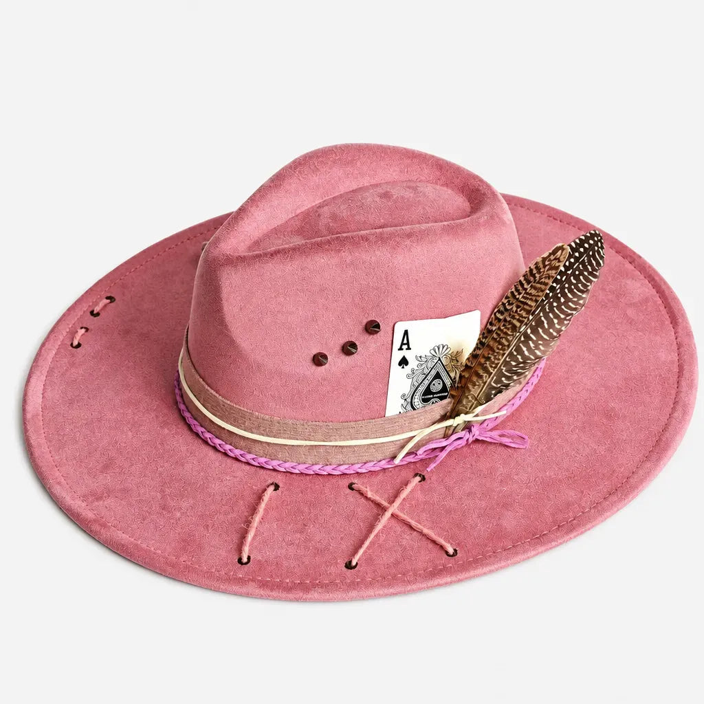 La boîte à chapeaux Chapeau Femme en Feutre - Colorblock Large Bord Western