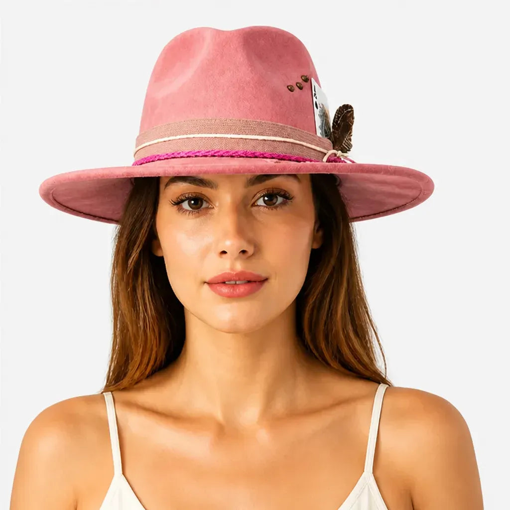 La boîte à chapeaux Chapeau Femme en Feutre - Colorblock Large Bord Western