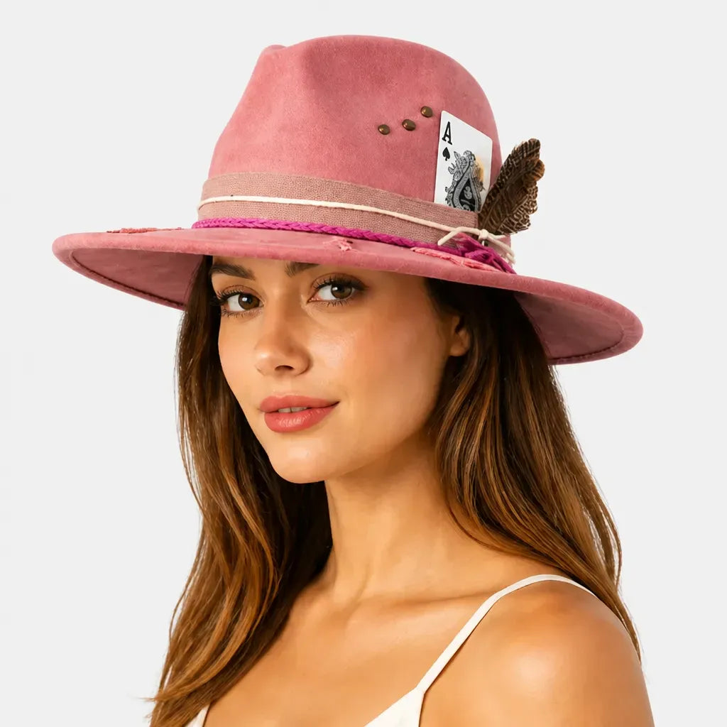 La boîte à chapeaux Chapeau Femme en Feutre - Colorblock Large Bord Western