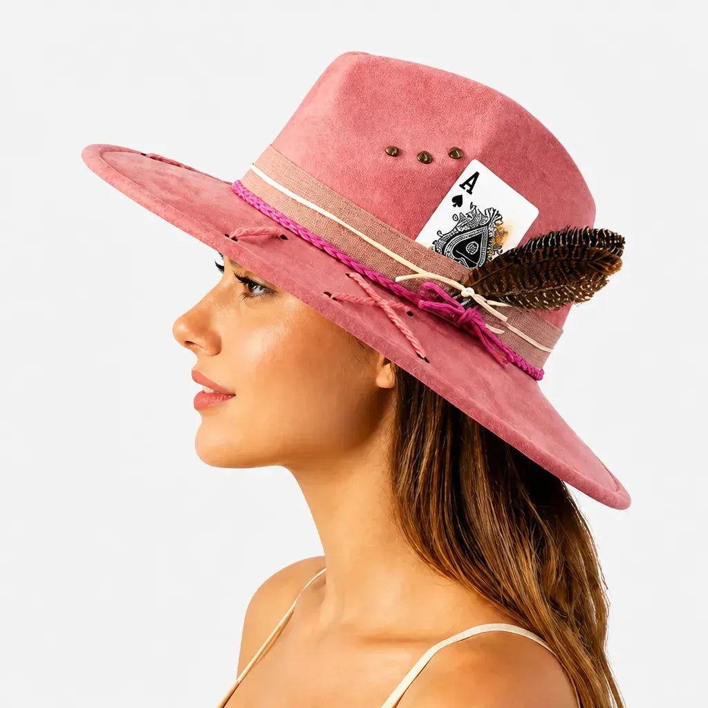 La boîte à chapeaux Chapeau Femme en Feutre - Colorblock Large Bord Western