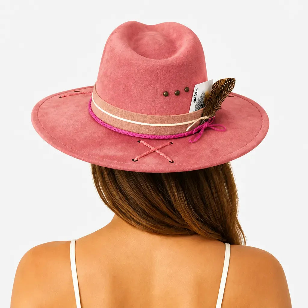 La boîte à chapeaux Chapeau Femme en Feutre - Colorblock Large Bord Western