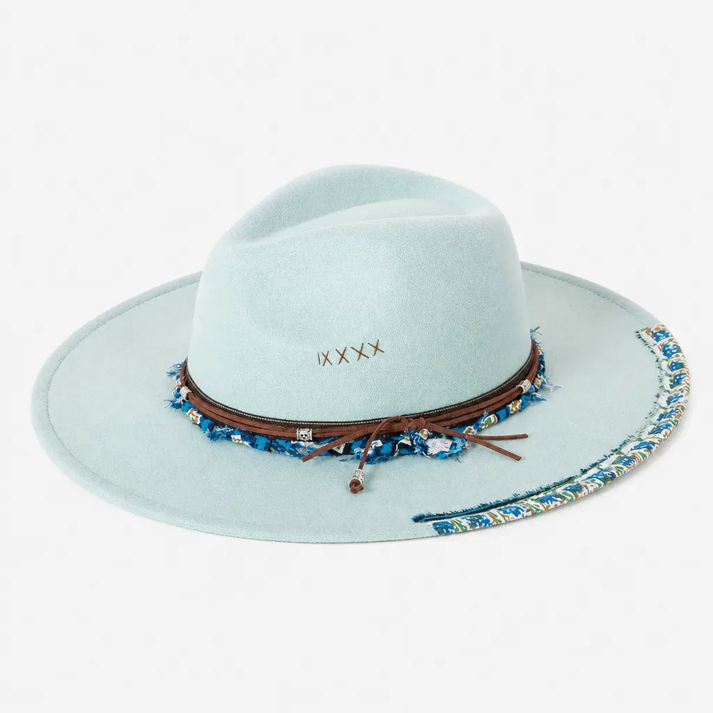 La boîte à chapeaux Chapeau Femme en Feutre - Colorblock Large Bord Western