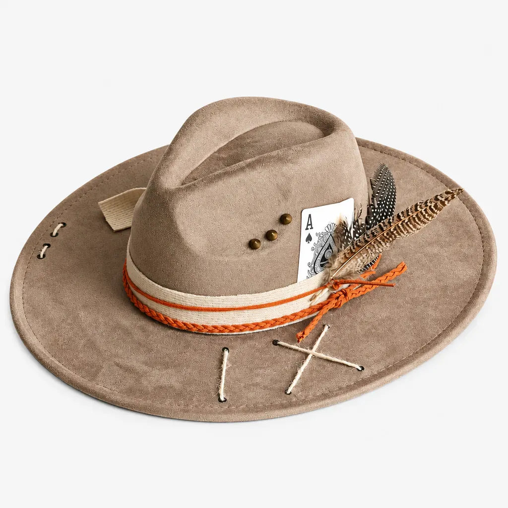 La boîte à chapeaux Chapeau Femme en Feutre - Colorblock Large Bord Western
