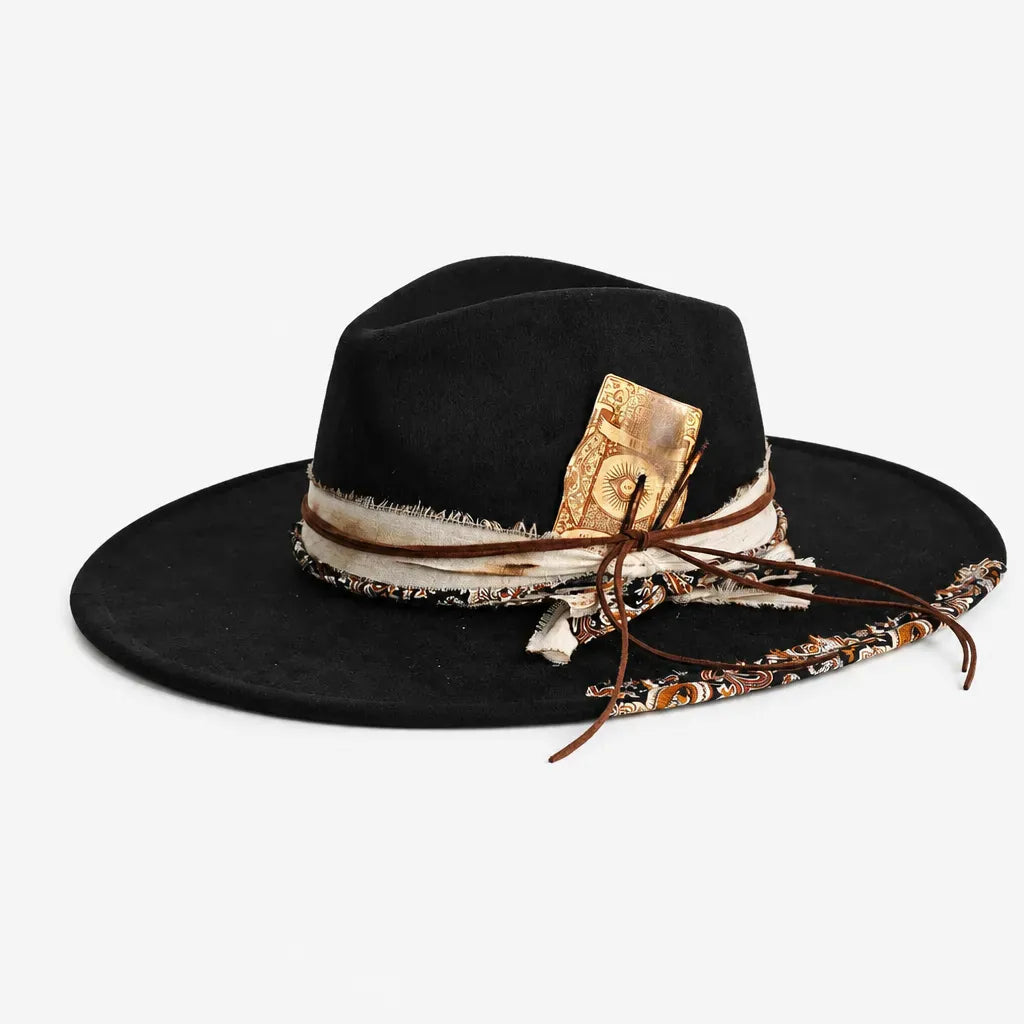 La boîte à chapeaux Chapeau Femme en Feutre - Colorblock Large Bord Western