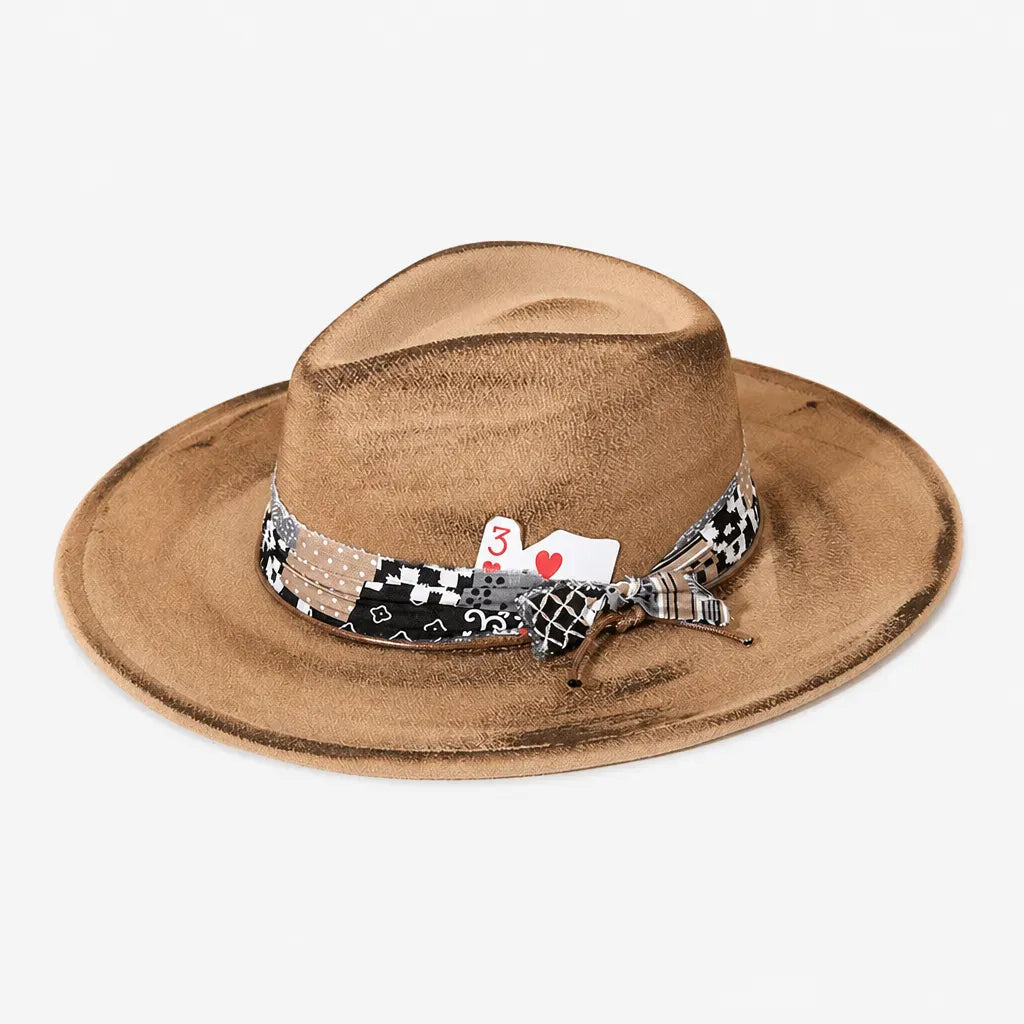 La boîte à chapeaux Chapeau Femme en Feutre - Colorblock Large Bord Western