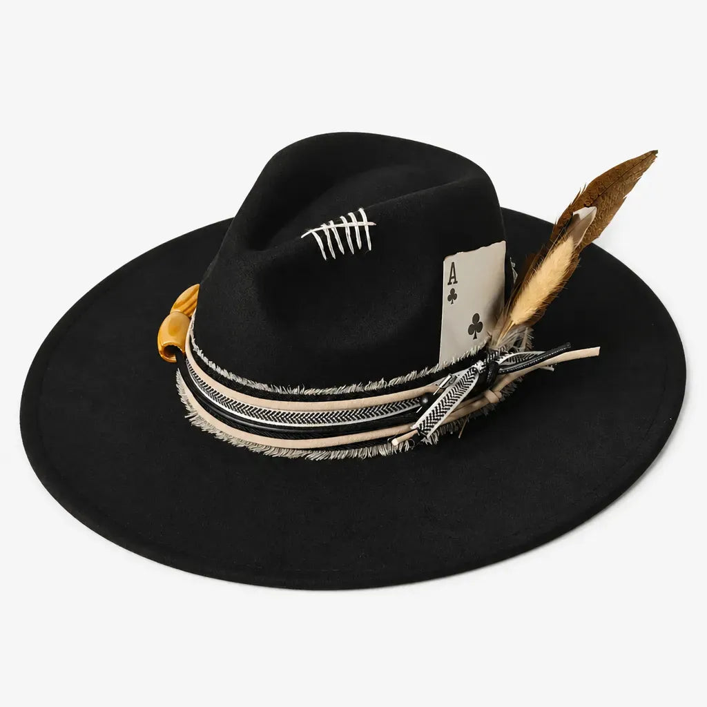 La boîte à chapeaux Chapeau Femme en Feutre - Colorblock Large Bord Western