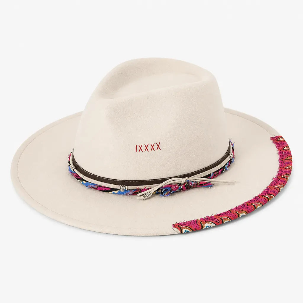 La boîte à chapeaux Chapeau Femme en Feutre - Colorblock Large Bord Western