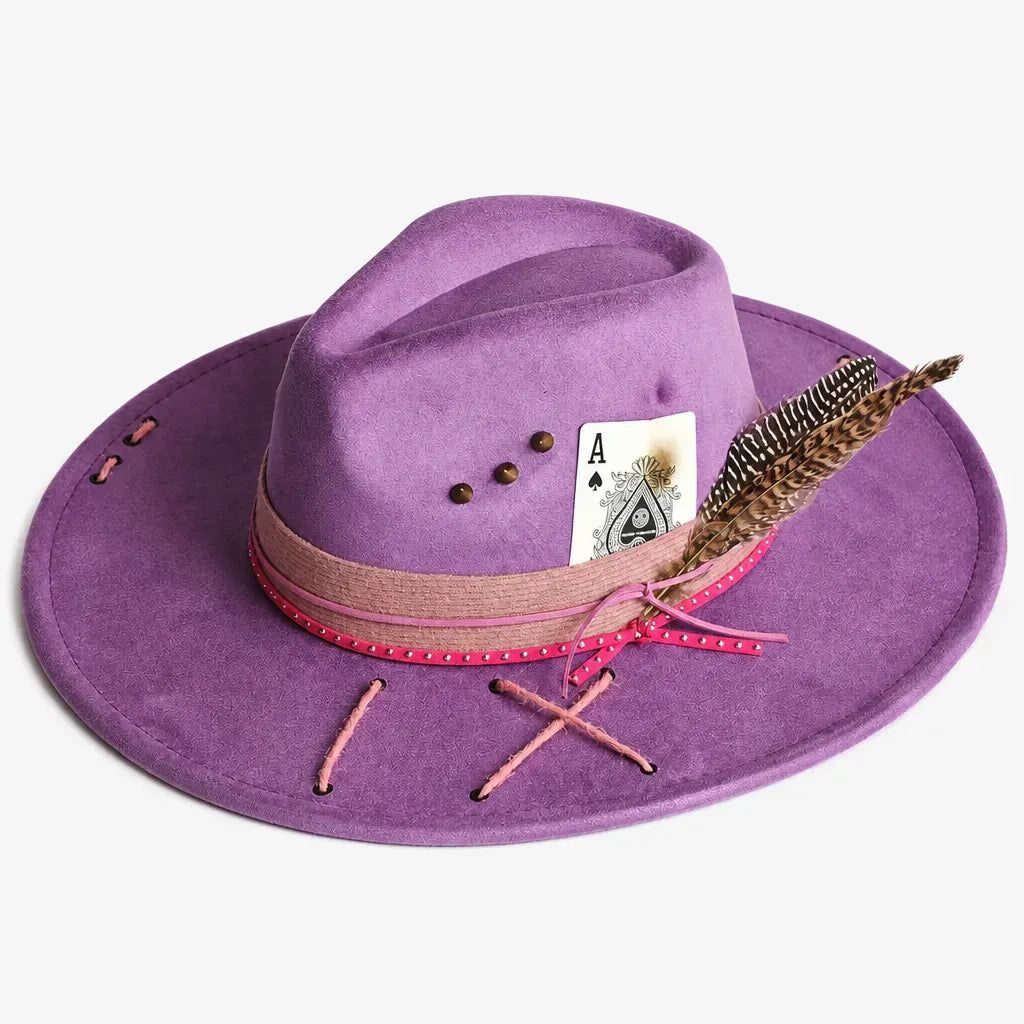 La boîte à chapeaux Chapeau Femme en Feutre - Colorblock Large Bord Western