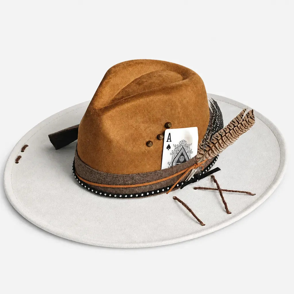 La boîte à chapeaux Chapeau Femme en Feutre - Colorblock Large Bord Western