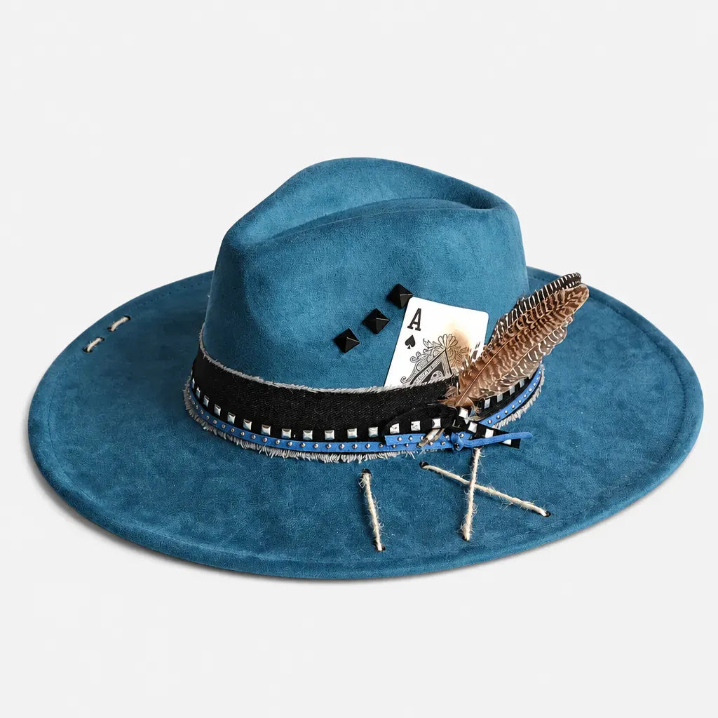 La boîte à chapeaux Chapeau Femme en Feutre - Colorblock Large Bord Western