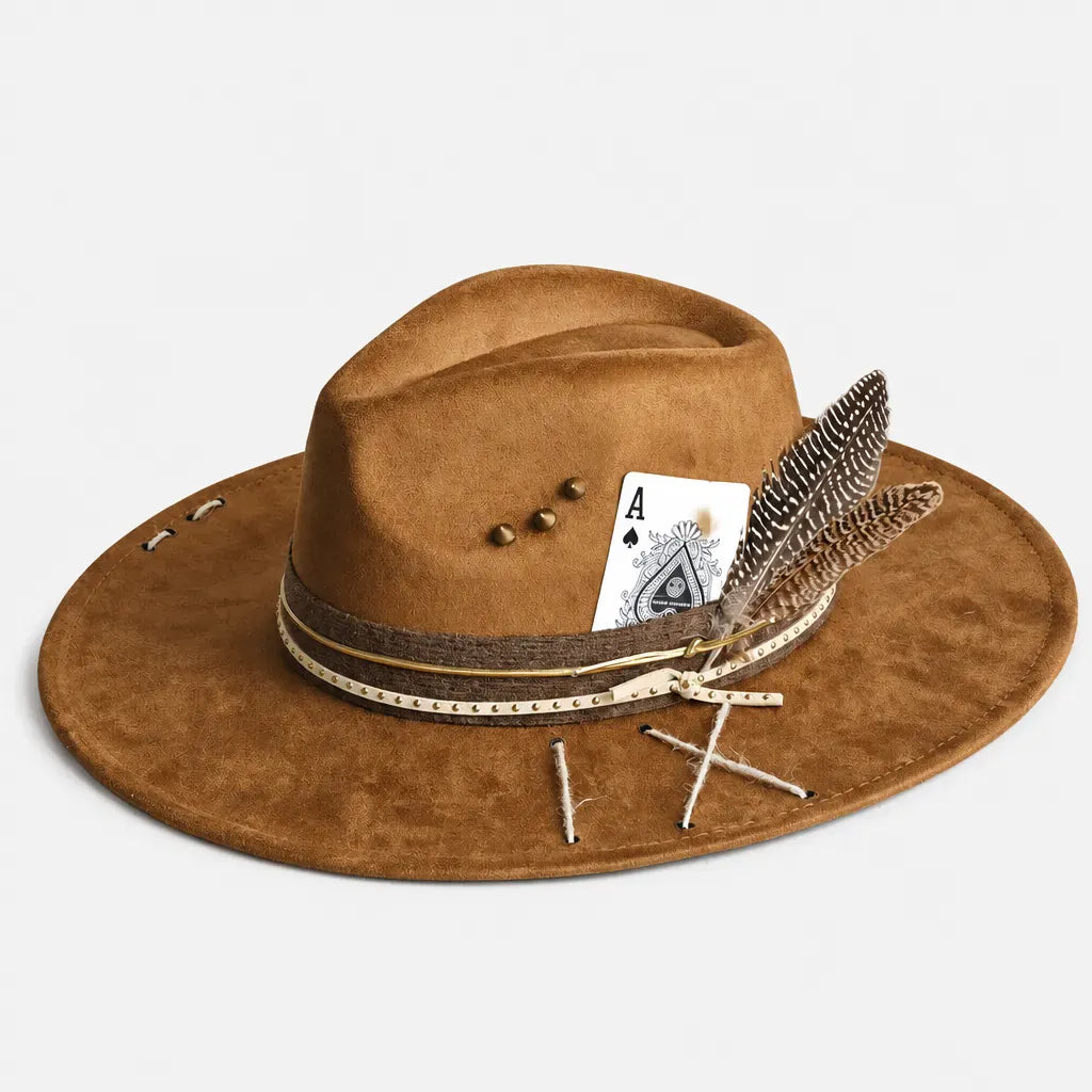 La boîte à chapeaux Chapeau Femme en Feutre - Colorblock Large Bord Western