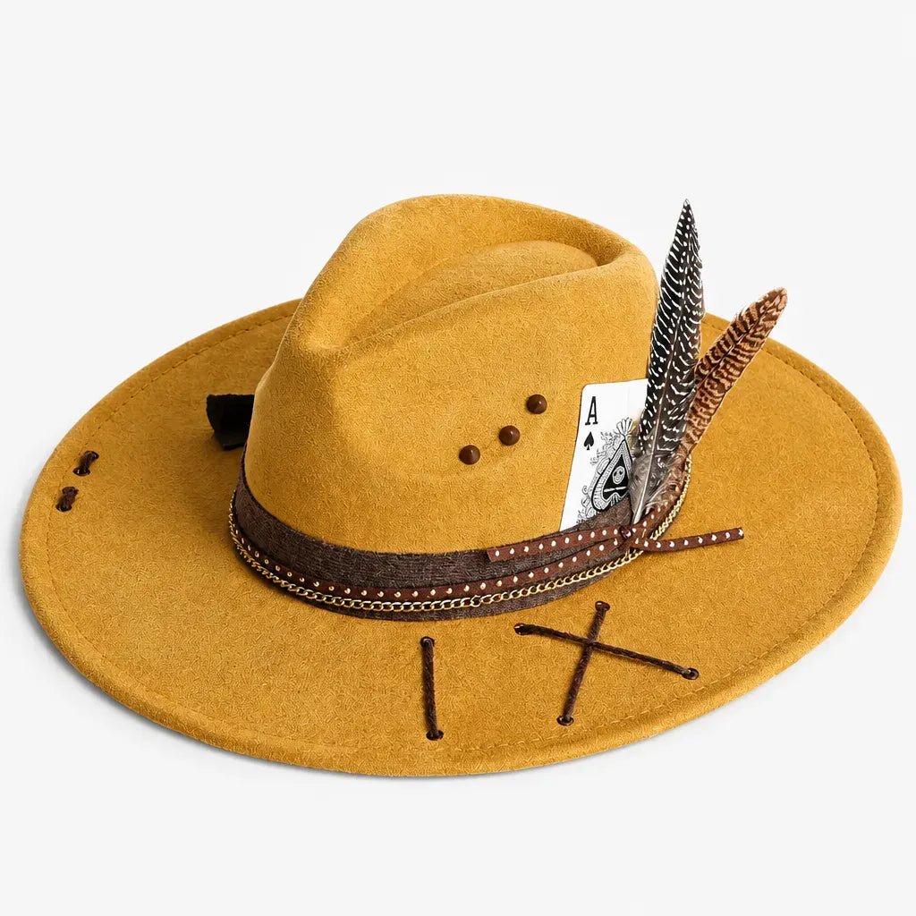 La boîte à chapeaux Chapeau Femme en Feutre - Colorblock Large Bord Western