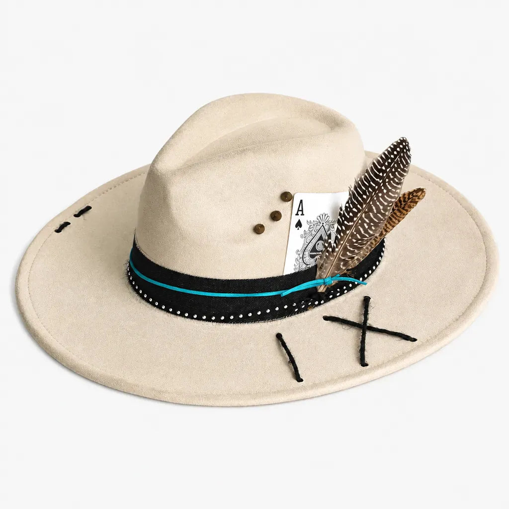 La boîte à chapeaux Chapeau Femme en Feutre - Colorblock Large Bord Western