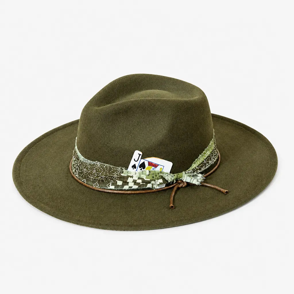 La boîte à chapeaux Chapeau Femme en Feutre - Colorblock Large Bord Western