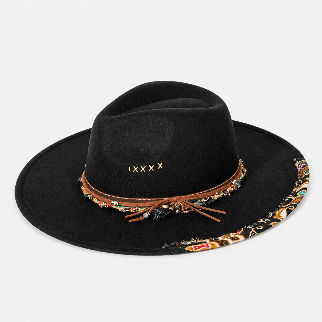 La boîte à chapeaux Chapeau Femme en Feutre - Colorblock Large Bord Western