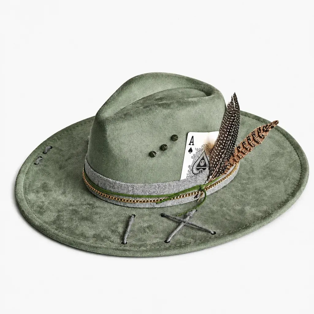 La boîte à chapeaux Chapeau Femme en Feutre - Colorblock Large Bord Western