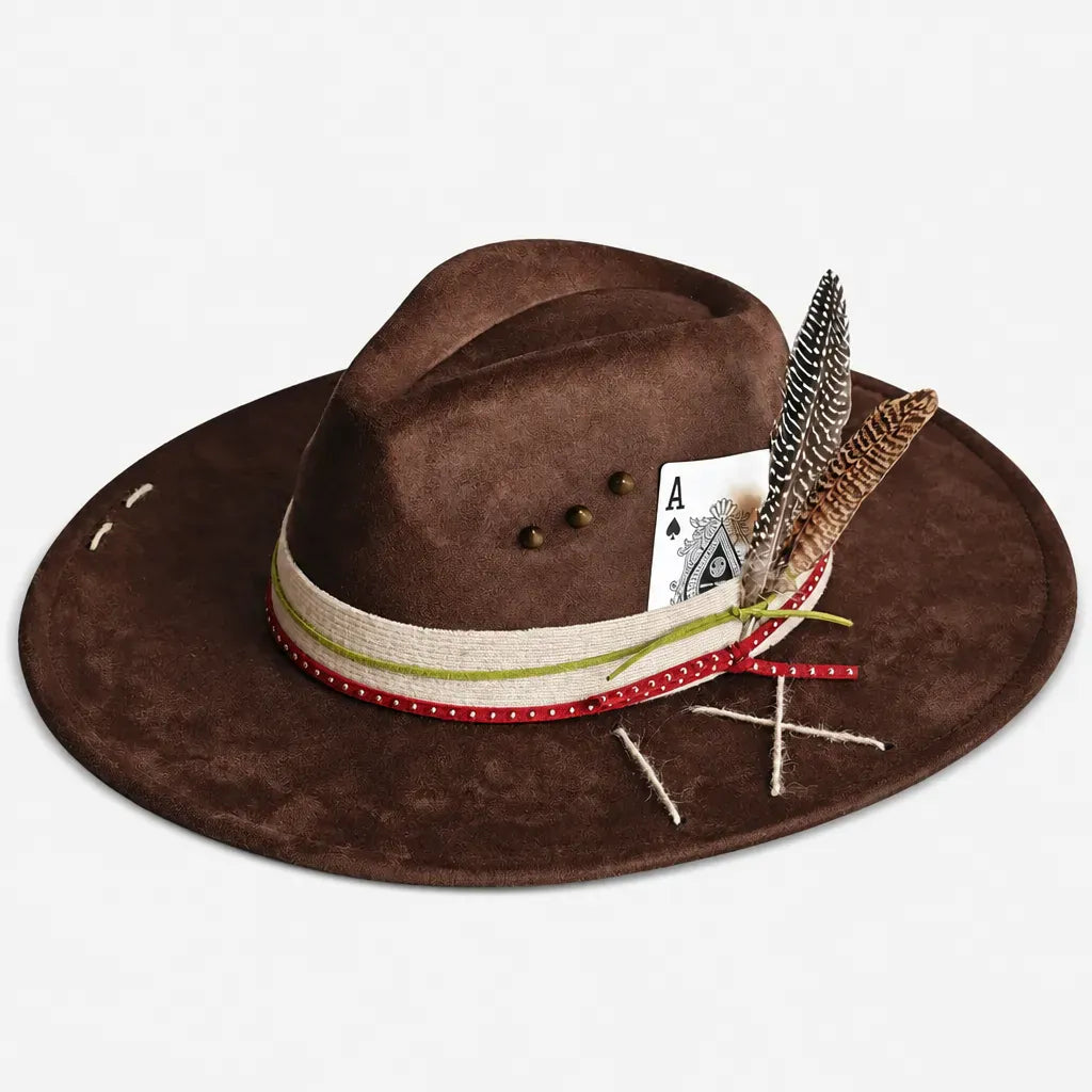 La boîte à chapeaux Chapeau Femme en Feutre - Colorblock Large Bord Western