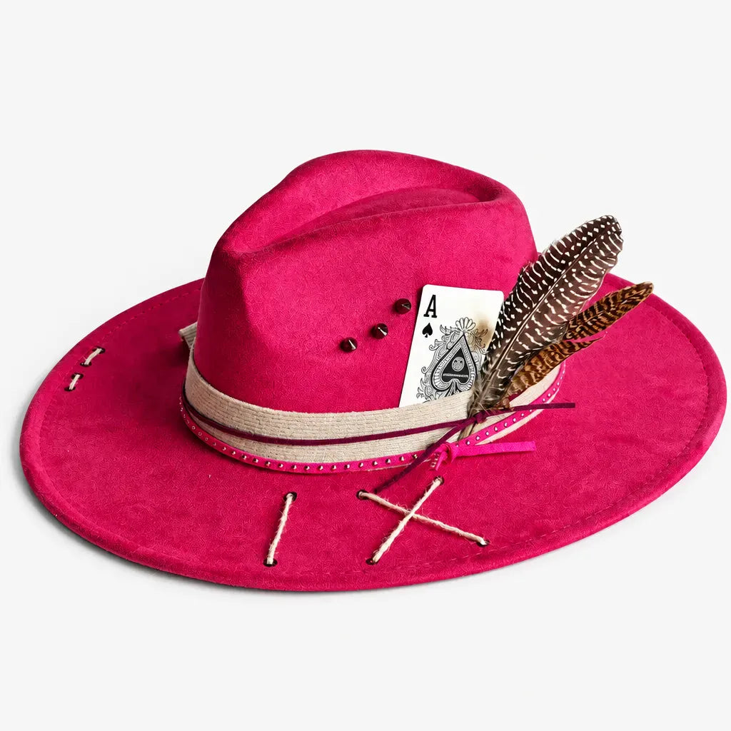 La boîte à chapeaux Chapeau Femme en Feutre - Colorblock Large Bord Western