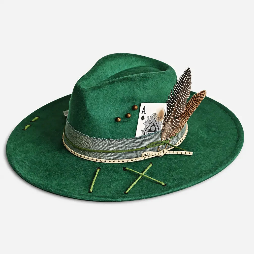 La boîte à chapeaux Chapeau Femme en Feutre - Colorblock Large Bord Western