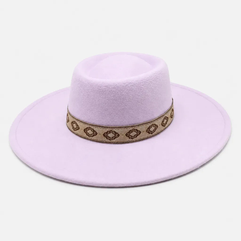 La boîte à chapeaux Chapeau Gambler Homme - Feutre Noir avec Ruban Aztec