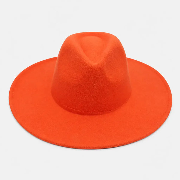 Chapeau Large Bord - Fedora Jazz a Ceinture en Cuir Marron